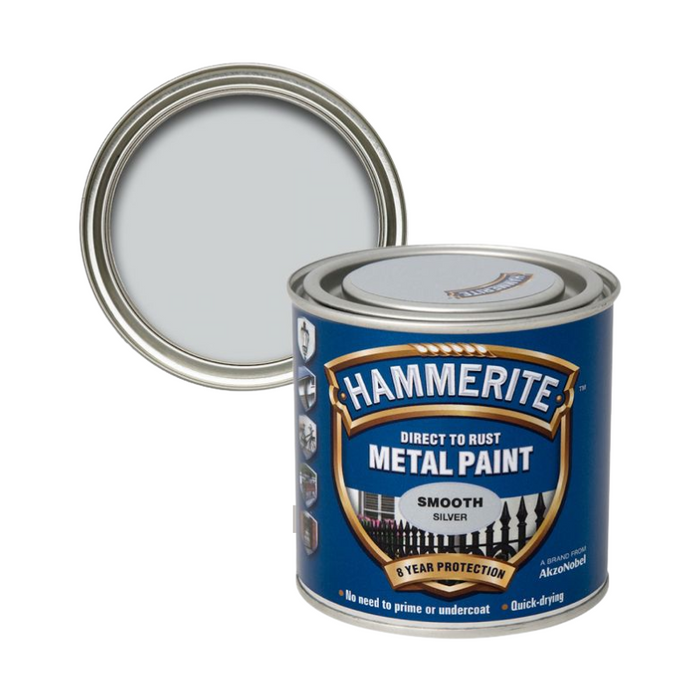 Hammerite Metal Paint Smooth Silver 250mL
