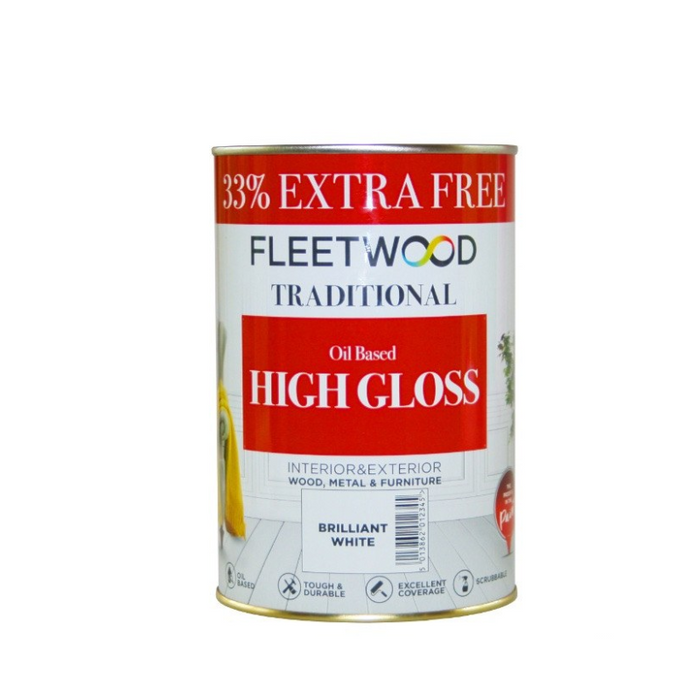 Fleetwood Traditional Oil-based High Gloss Brilliant White 750mL (+ 33% Free)