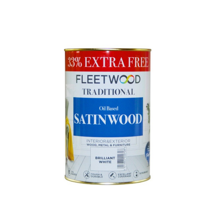 Fleetwood Satinwood Brilliant White 750mL (+33%)