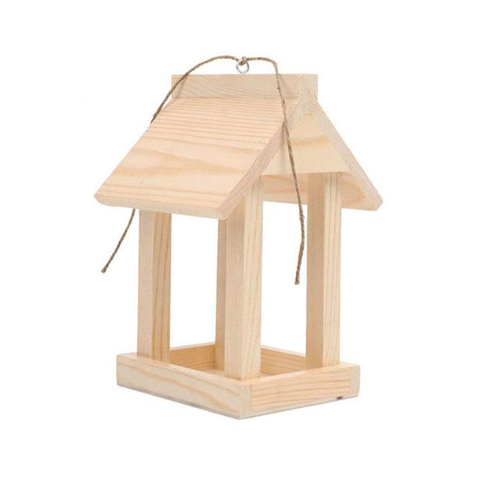 Hanging Wooden House Bird Feeder
