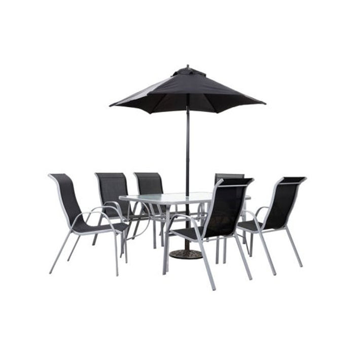 Florence 6 Seater Dining Set with Parasol