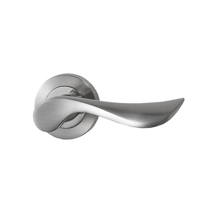 Eden Lever on Rose Door Set Satin Nickel