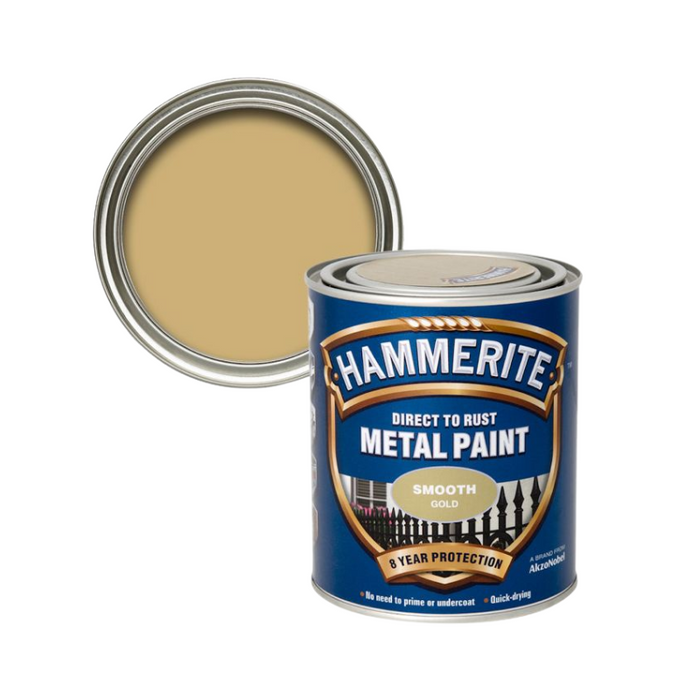 Hammerite Metal Paint Smooth Gold 250mL