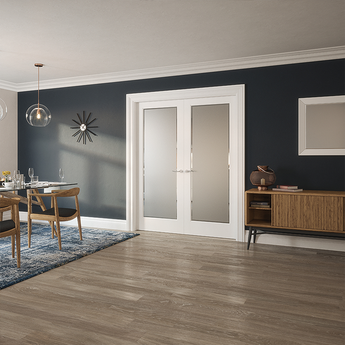 Kenmore White Primed Etch Glass Clear Border Door 78X28