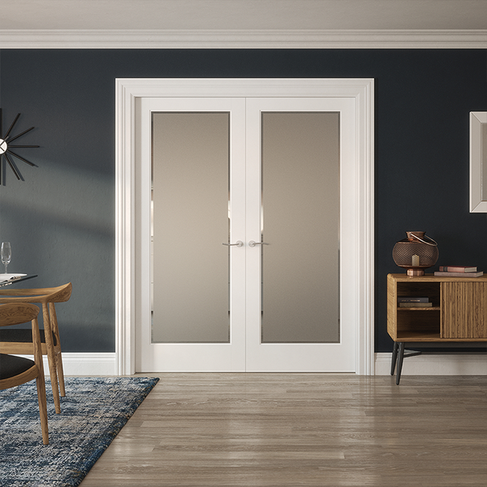 Kenmore White Primed Etch Glass Clear Border Door 78X30