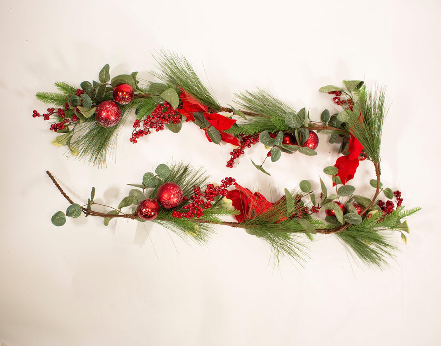 6ft / 180cm Red Poinsettia Christmas Garland - General Hardware Supplies Homevalue
