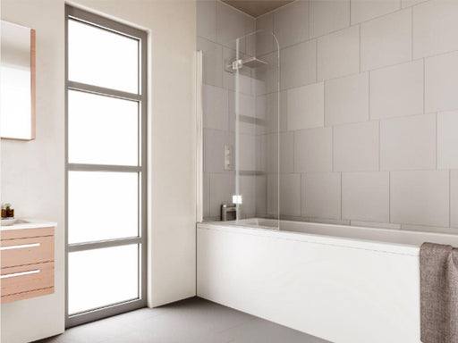 6mm Curved 2 Panel Bathscreen Both Panels Rotating Silver - General Hardware Supplies Homevalue