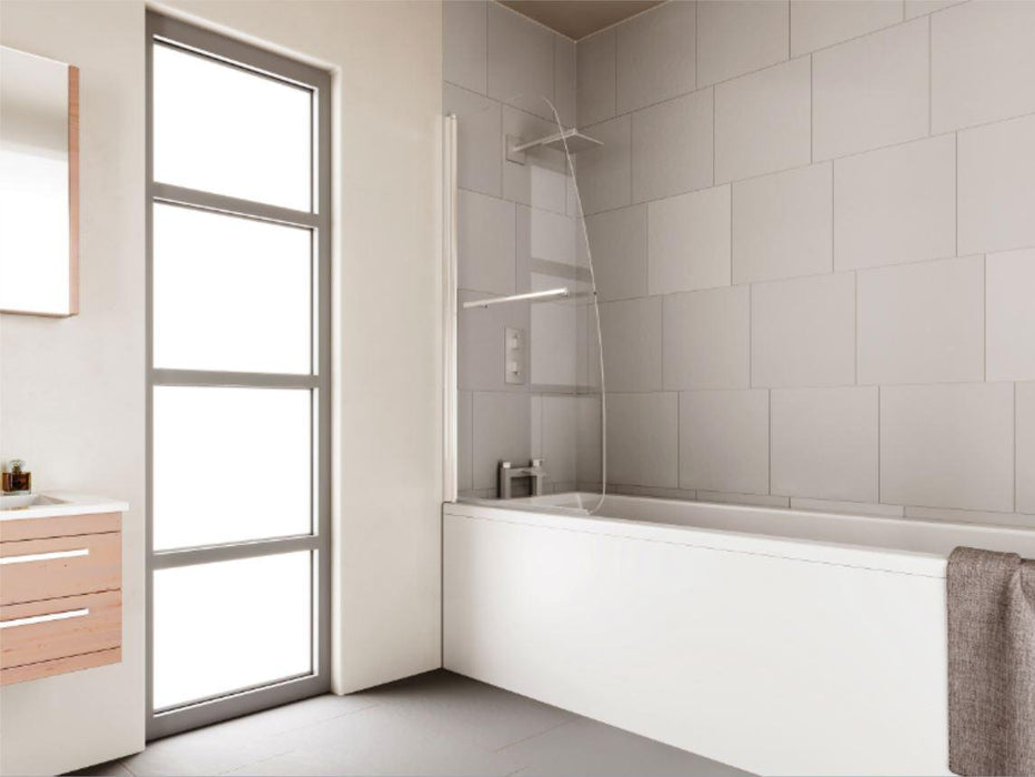 6mm Sail Bathscreen With Towel Rail Silver - General Hardware Supplies Homevalue