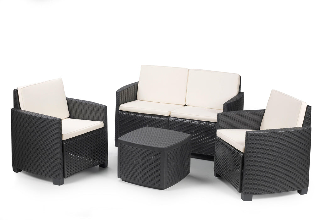 Etna 4 Piece Rattan Set Anthracite - General Hardware Supplies Homevalue