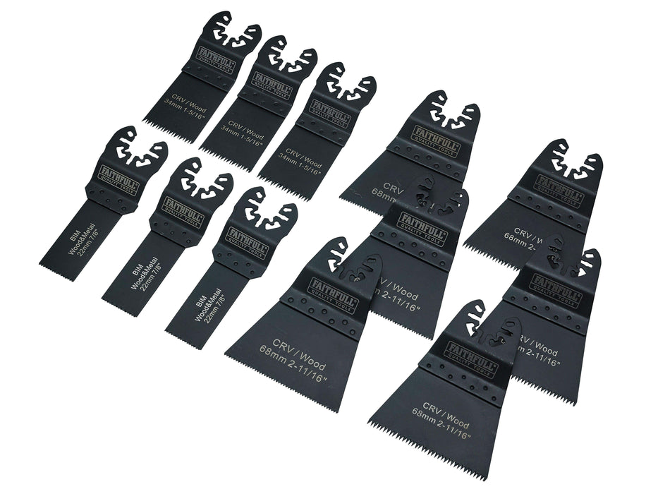 Faithfull 12 Piece Multi-Tool Blade Set - General Hardware Supplies Homevalue