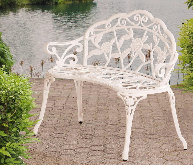 Garden Collection Victorian Style White Bench - General Hardware Supplies Homevalue